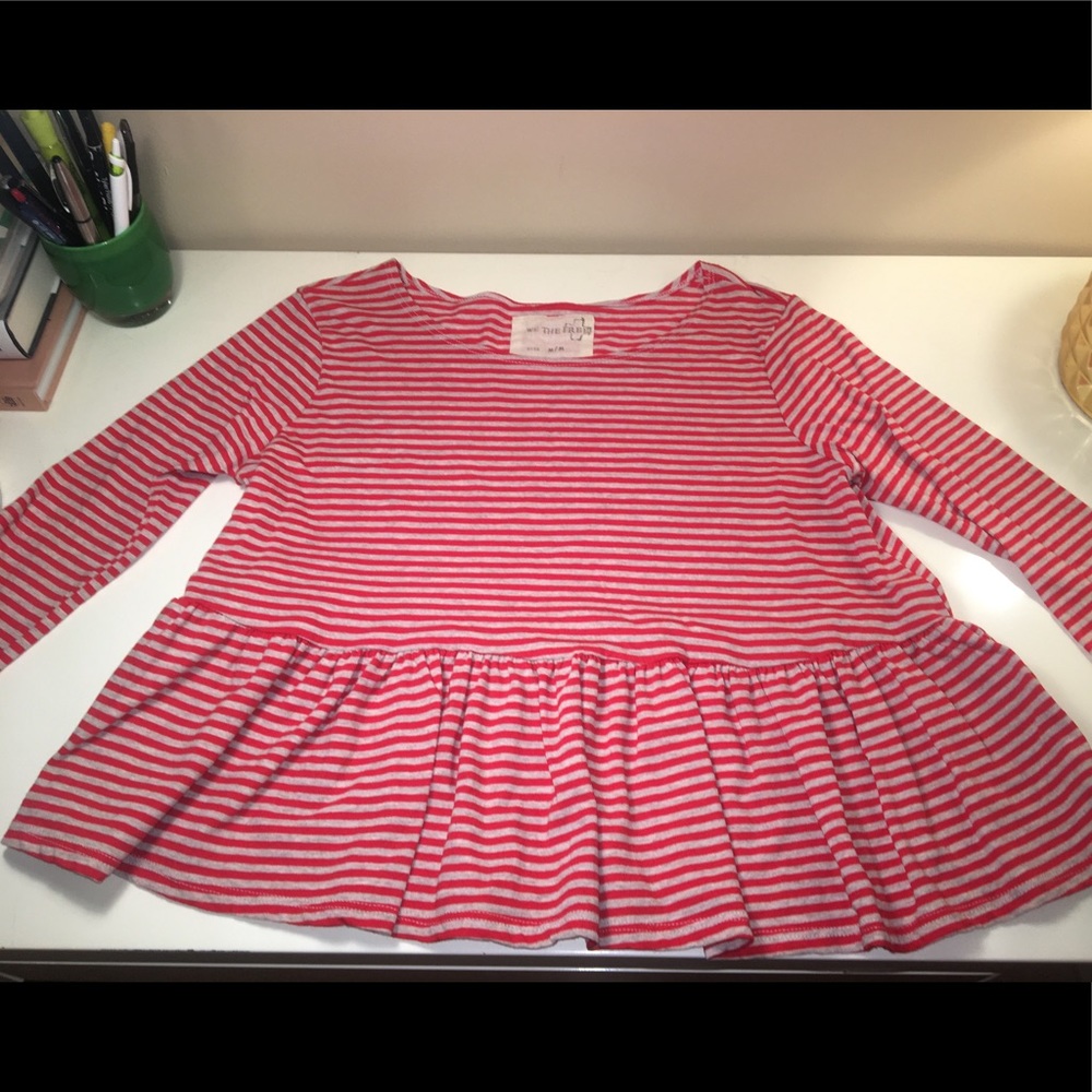 Free People Striped Peplum Top (Size Medium)